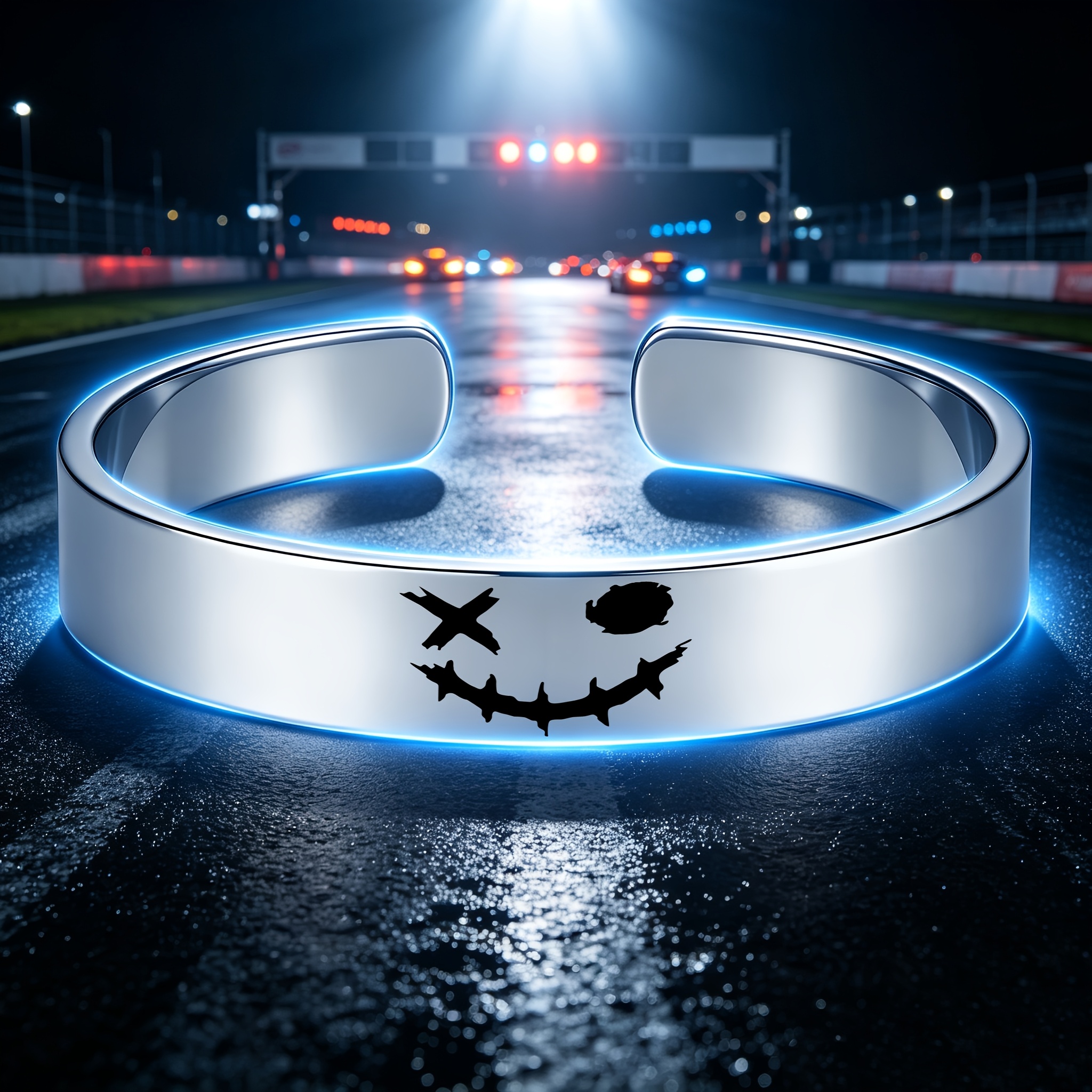 Street Graffiti-Style Open Bangle Bracelet in 304 Stainless Steel